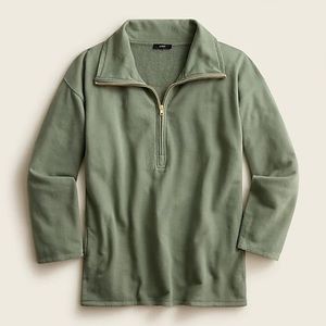 J. Crew University terry long half-zip tunic